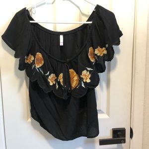 Off the shoulder embroidered blouse